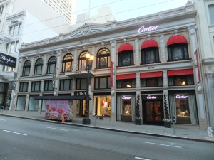 The Gump's store today. This is where the 238 Post St store was located, which was destroyed in the 1906 earthquake and fire.
