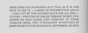 San Francisco Purdy colophon