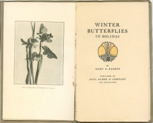 Frontispiece and title page of "Winter Butterfiles in Bolinas"