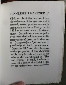 Page 1 of "Tennessee's Partner," set in Cheltenham Wide.