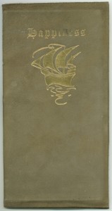 Edition B cover of "Happiness" in gold-stamped leather