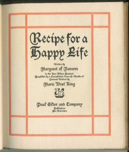 Title page of "Recipe For a Happy Life"