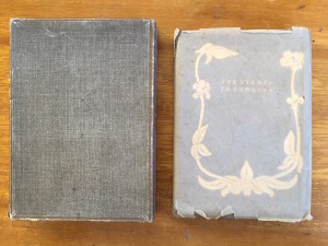Unadorned box and glassine dust jacket of "She Stoops to Conquer" (green cover)