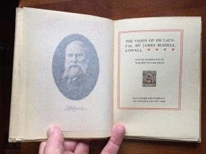 Title page and frontispiece of "The Vision of Sir Launfal"